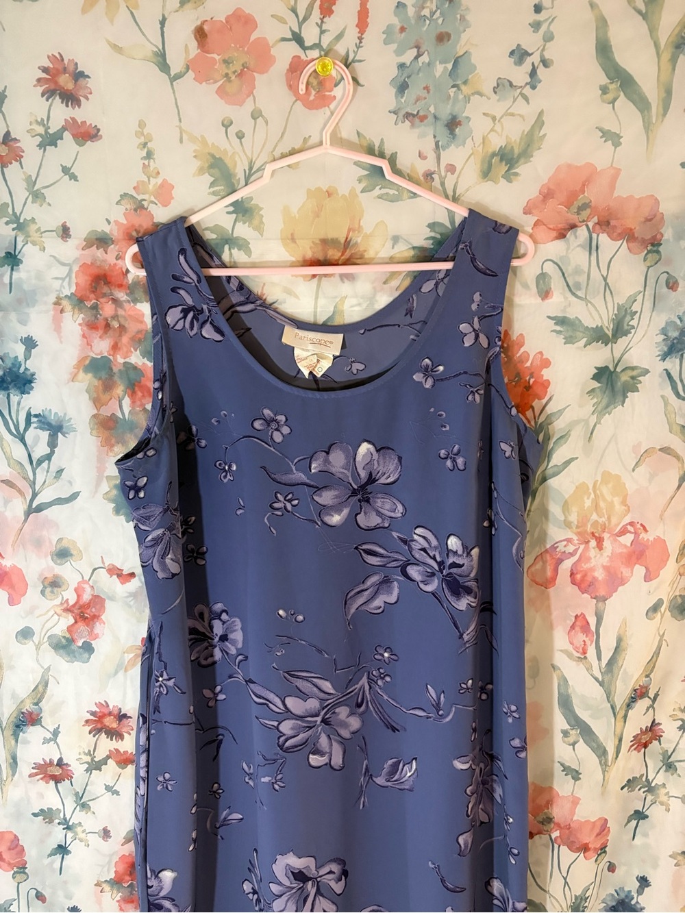 Vintage Sleeveless Floral Maxi Dress in Periwinkle Blue - Picture 3 of 11
